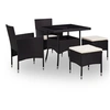 Image de Ensemble à manger d extérieur 5pcs Noir Résine tressée et verre