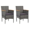 Image de Chaises à manger de jardin lot de 2 Résine tressée Gris