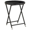 Image de Table à thé Noir 60 cm Résine tressée et verre trempé