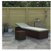 Image de Chaise longue beige L. 60 cm en resine tressee H. 40 cm non empilable non pliable