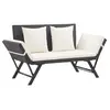 Image de Banc de jardin avec coussins 176 cm Noir Résine tressée