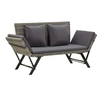Image de Banc de jardin avec coussins 176 cm Gris Résine tressée