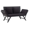 Image de Banc de jardin avec coussins 176 cm Noir Résine tressée