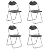 Image de Chaises pliantes à manger lot de 4 noir similicuir