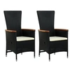 Image de Lot de 2 chaise H. 108 cm empilable non pliable exterieur en resine tressee noir