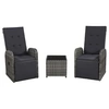 Image de Mobilier de bistro 3 pcs avec coussins Résine tressée Gris