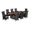 Image de Ensemble à manger d extérieur 9pcs coussins résine tressée noir