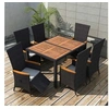 Image de Salon de jardin 6 personnes resine tressee 7 pieces 150.0 x 90 x 75 cm noir