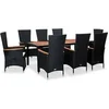 Image de Ensemble à manger d extérieur 9pcs coussins résine tressée noir