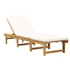 Image de Chaise longue beige H. 30 cm en acacia L. 200 cm non empilable pliable