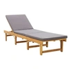 Image de Chaise longue gris H. 30 cm en acacia L. 200 cm pliable