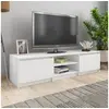Image de Meuble TV Blanc 140x40x35,5 cm Bois d ingénierie