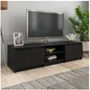 Image de Meuble TV Noir 140x40x35,5 cm Bois d ingénierie