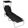 Image de Chaise longue H. 27 cm noir L. 57 cm en aluminium non empilable pliable