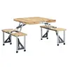Image de Table Pliable de Camping avec 4 Sièges Table de Patio Table de Jardin Table de Pique-nique Table d'Extérieur Arrière-cour Acier Aluminium