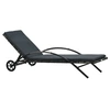 Image de Chaise longue avec coussin et roues Résine tressée Anthracite