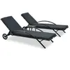 Image de Chaises longues avec table Résine tressée Anthracite