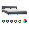 Image de Cadre de lit avec LED sans matelas Gris Similicuir 180x200 cm