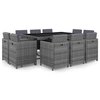 Image de Salon de jardin gris 11 pieces 10 personnes 167.0 x 109 x 74 cm rotin