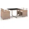 Image de Ensemble à manger d extérieur avec coussins 5 pcs Rotin Beige