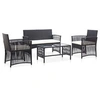 Image de Ensembles de bancs. canapes et tables de jardin acier 4 personnes noir 80.0 x 45 x 40 cm 4 pieces