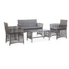 Image de Gris resine tressee 4 pieces 4 personnes 80.0 x 45 x 40 Ensembles de bancs. canapes et tables de jardin