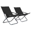 Image de Chaises pliables de plage lot de 2 Tissu Noir47903