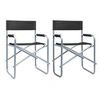 Image de 2x Chaises de Metteur en Scène Chaise Pliable Siège de Jardin Siège de Camping Plage Extérieur Terrain de Sport Robuste Acier Noir