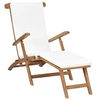 Image de Chaise longue beige en teck L. 152 cm H. 92 cm pliable