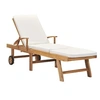 Image de Chaise longue en teck bois H. 35 cm L. 195 cm non empilable non pliable