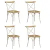 Image de Lot de 4 chaise interieur non pliable en bois massif H. 84 cm blanc