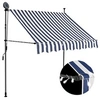 Image de Luifel handmatig uitschuifbaar met LED 200 cm blauw en wit145843