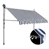 Image de Luifel handmatig uitschuifbaar met LED 250 cm blauw en wit145844