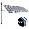 Image de Luifel handmatig uitschuifbaar met LED 400 cm blauw en wit145847
