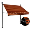 Image de Luifel handmatig uitschuifbaar met LED 200 cm oranje en bruin145878