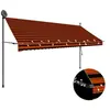 Image de Luifel handmatig uitschuifbaar met LED 350 cm oranje en bruin145881