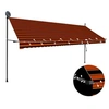 Image de Luifel handmatig uitschuifbaar met LED 400 cm oranje en bruin145882