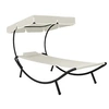 Image de Chaise longue de jardin avec auvent et oreiller Blanc crème