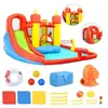 Image de Château Gonflable avec Toboggan et Piscine Pataugeoire Enfants Garçons Filles Soufflante Boules Océaniques 410x385x220 cm PVC 92198