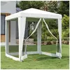 Image de Tente de Réception avec 4 Parois Latérales en Maille Tonnelle Chapiteau Pavillon Belvédère Patio Jardin Extérieur 48520