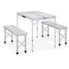 Image de Table de camping pliable avec 2 bancs Aluminium Blanc