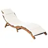 Image de Chaise longue en acacia beige L. 184 cm H. 64 cm non empilable pliable