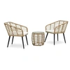Image de Ensemble de bistro 3 pcs Résine tressée Chêne