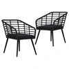 Image de Chaises de jardin lot de 2 avec coussins Résine tressée Noir