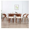 Image de Chaises à manger lot de 6 crème bois courbé et similicuir