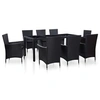 Image de Ensemble à dîner d extérieur 9 pcs Résine tressée Noir