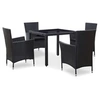 Image de Ensemble à manger d extérieur 5 pcs Résine tressée Noir