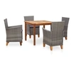 Image de Mobilier à dîner 5 pcs Résine tressée et bois d'acacia Gris
