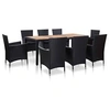 Image de Mobilier à dîner de jardin - 1 table + 8 chaises - Résine tressée - Noir