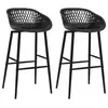 Image de Lot de 2 chaise de bar H. 95.5 cm non pliable interieur en plastique noir